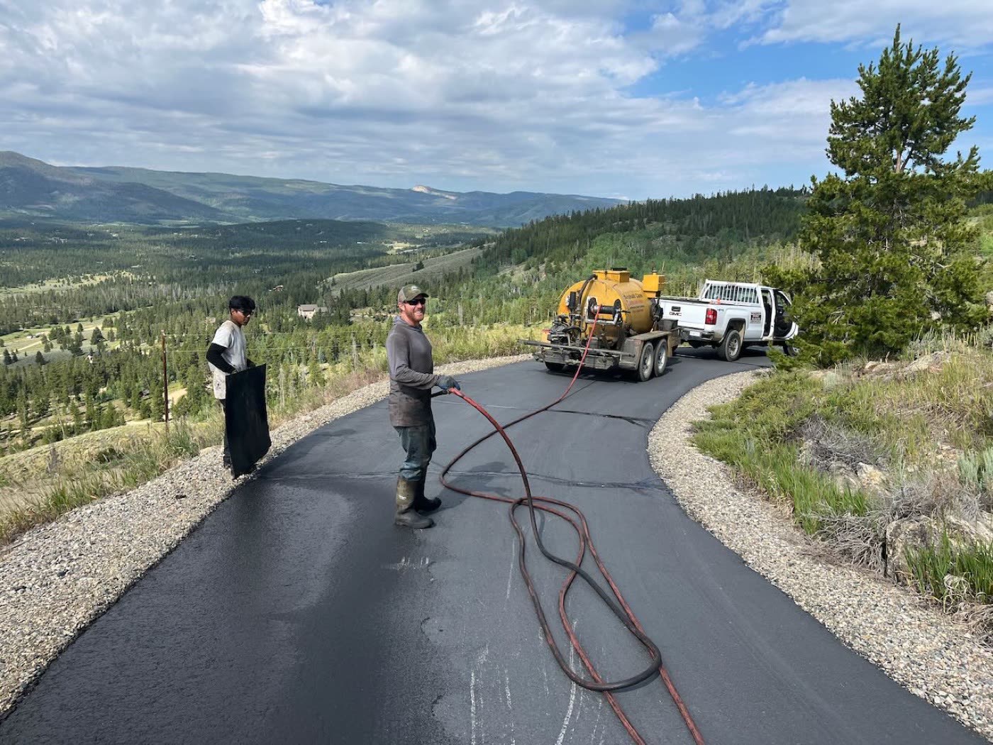 Mountain home driveway seal coating completed — Winter Park area